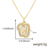 Copper Pendant Necklace With English Letters Edge Inlaid Zircon Electroplated For Women