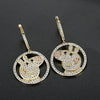 Copper Pig Stud Earrings With Micro Inlaid Zircon Animal Zodiac Jewelry For Women