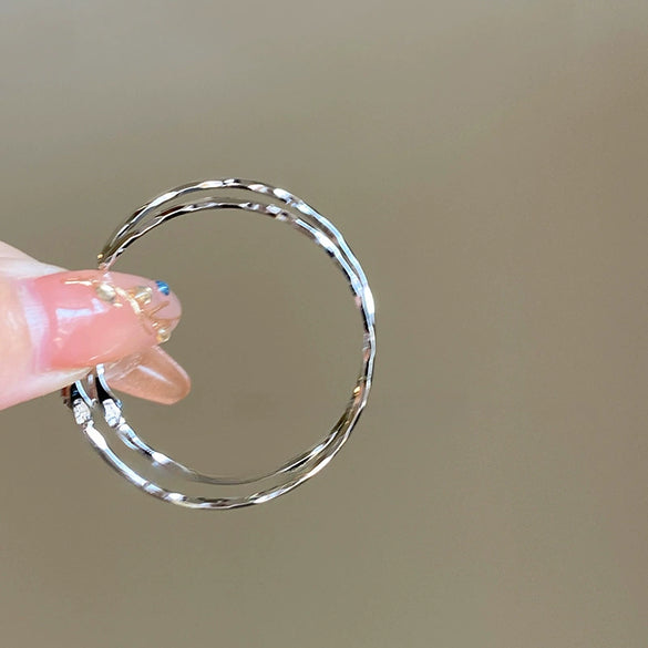 Copper Plain Hoop Twist Electroplated Earrings For Women Simple Cool Style