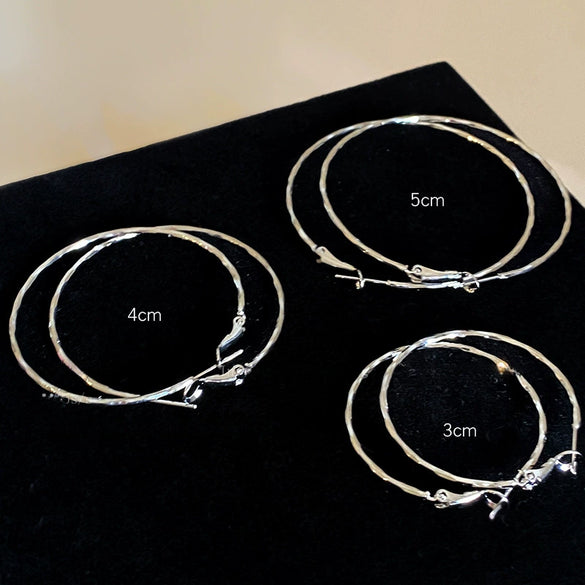 Copper Plain Hoop Twist Electroplated Earrings For Women Simple Cool Style