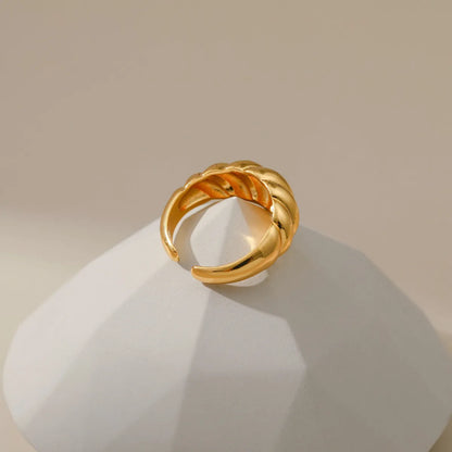 Copper Plated 18k Gold Minimalist Ring Female Threaded Mirror Geometric Ring