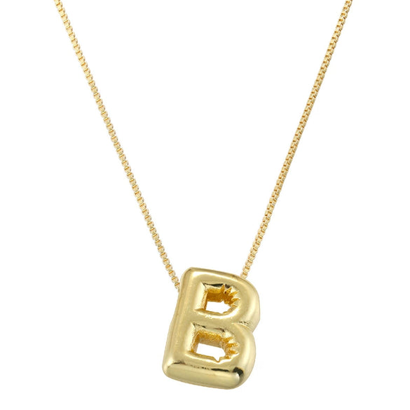 Copper Plated Bubble Letter Necklace With Electroplating Simple Style For Women