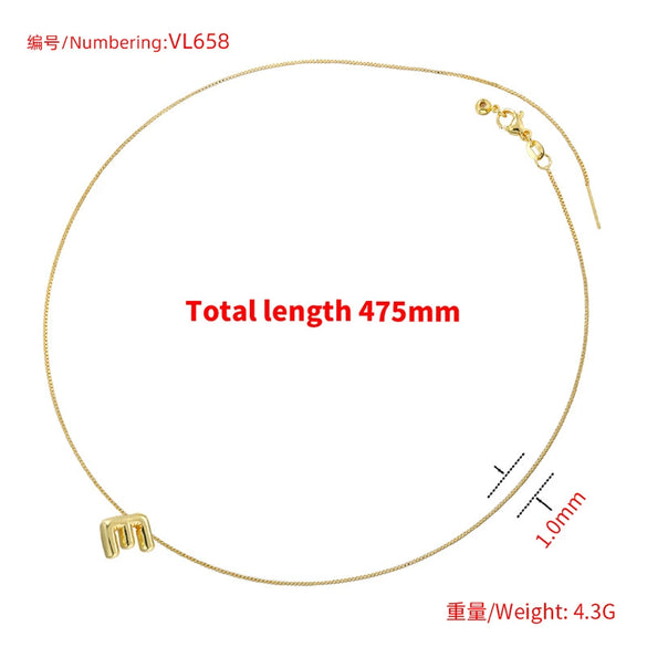 Copper Plated Bubble Letter Necklace With Electroplating Simple Style For Women