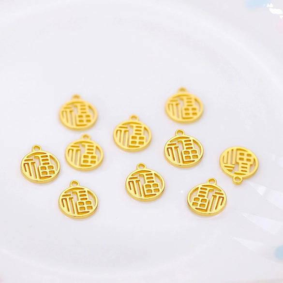 Copper Plated Gold Cut Out Round Plate Pendant Diy Accessories Electroplating