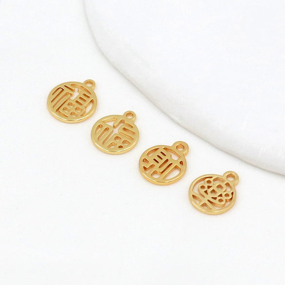 Copper Plated Gold Cut Out Round Plate Pendant Diy Accessories Electroplating