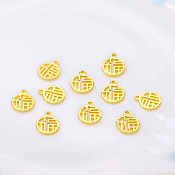 Copper Plated Gold Cut Out Round Plate Pendant Diy Accessories Electroplating