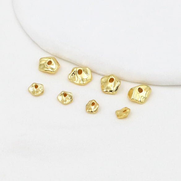 Copper Plated 18K Gold Specialshaped Spacer Beads Asymmetrical Bracelet Loose Beads Electroplated Simple Geometric