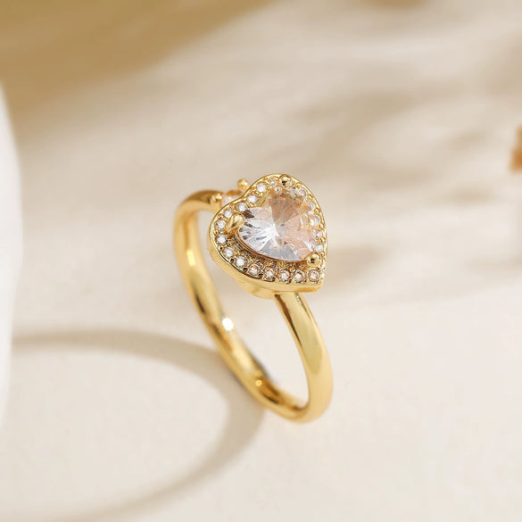 Copper Plated 18K Gold Zircon Flower Butterfly Rotatable Open Ring For Women With Micropaved Design