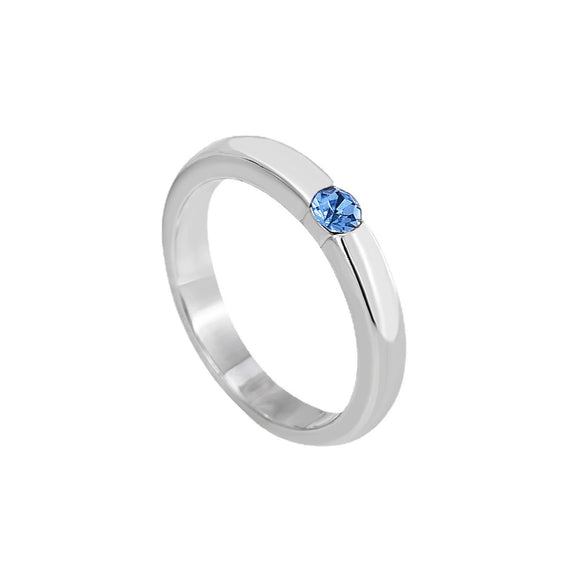 Copper Plated Platinum Women's Geometric Ring With Single Diamond