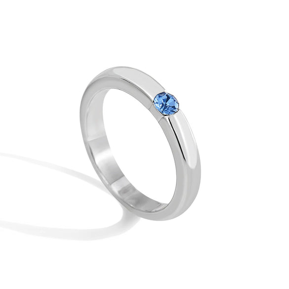 Copper Plated Platinum Women's Geometric Ring With Single Diamond