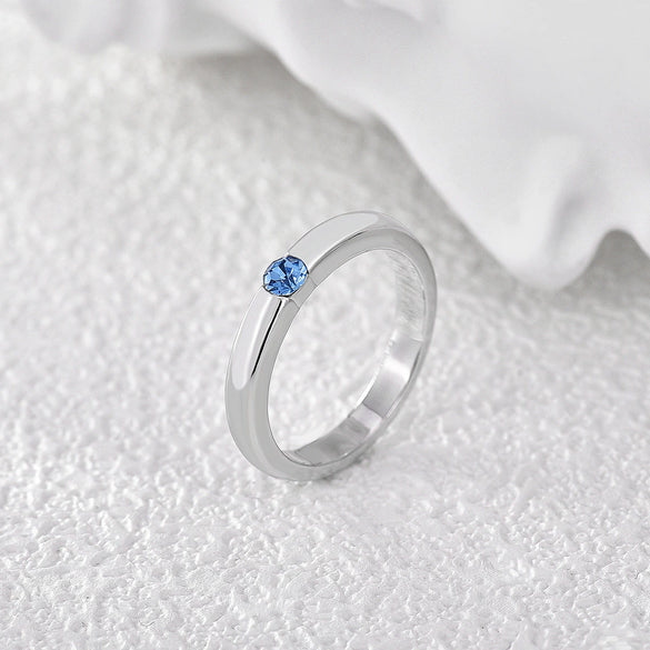 Copper Plated Platinum Women's Geometric Ring With Single Diamond