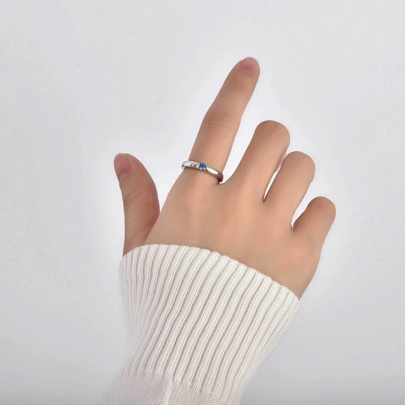 Copper Plated Platinum Women's Geometric Ring With Single Diamond