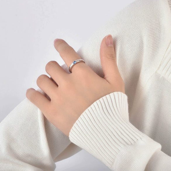 Copper Plated Platinum Women's Geometric Ring With Single Diamond