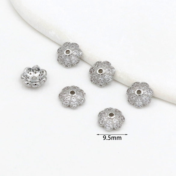 Copper Plated Zircon Torus Hollow Petals Diy Bracelet Accessories Beaded Hat Material Electroplated Versatile Minimalist