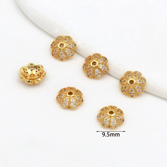 Copper Plated Zircon Torus Hollow Petals Diy Bracelet Accessories Beaded Hat Material Electroplated Versatile Minimalist