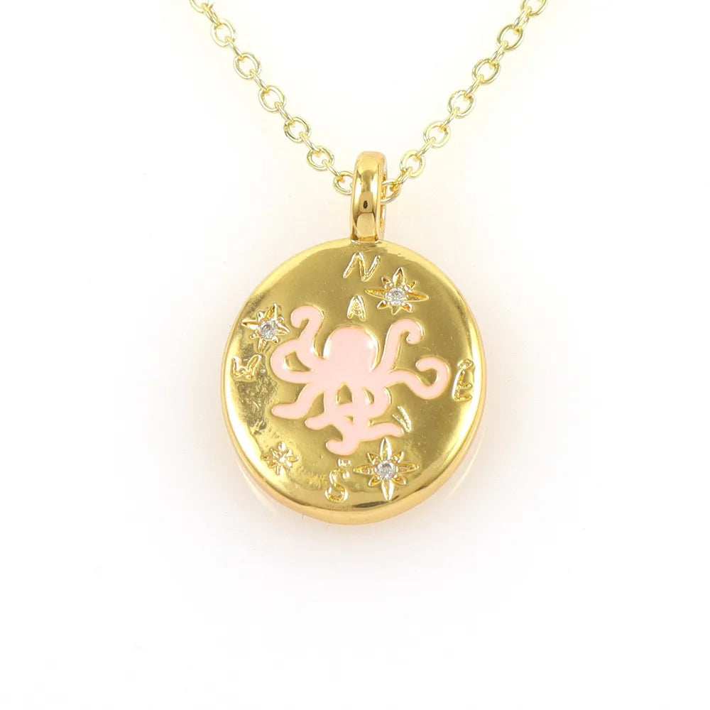 Copper Plating Devil'S Eye Heart Shape Spider Pendant Necklace