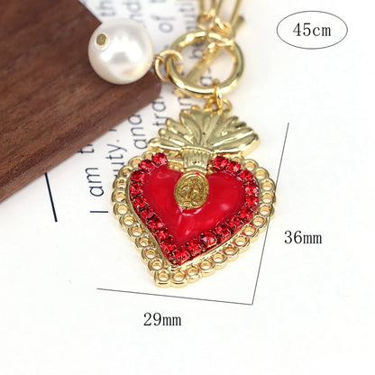 Copper Plating Inlay Heart Shape Zircon Pendant Necklace