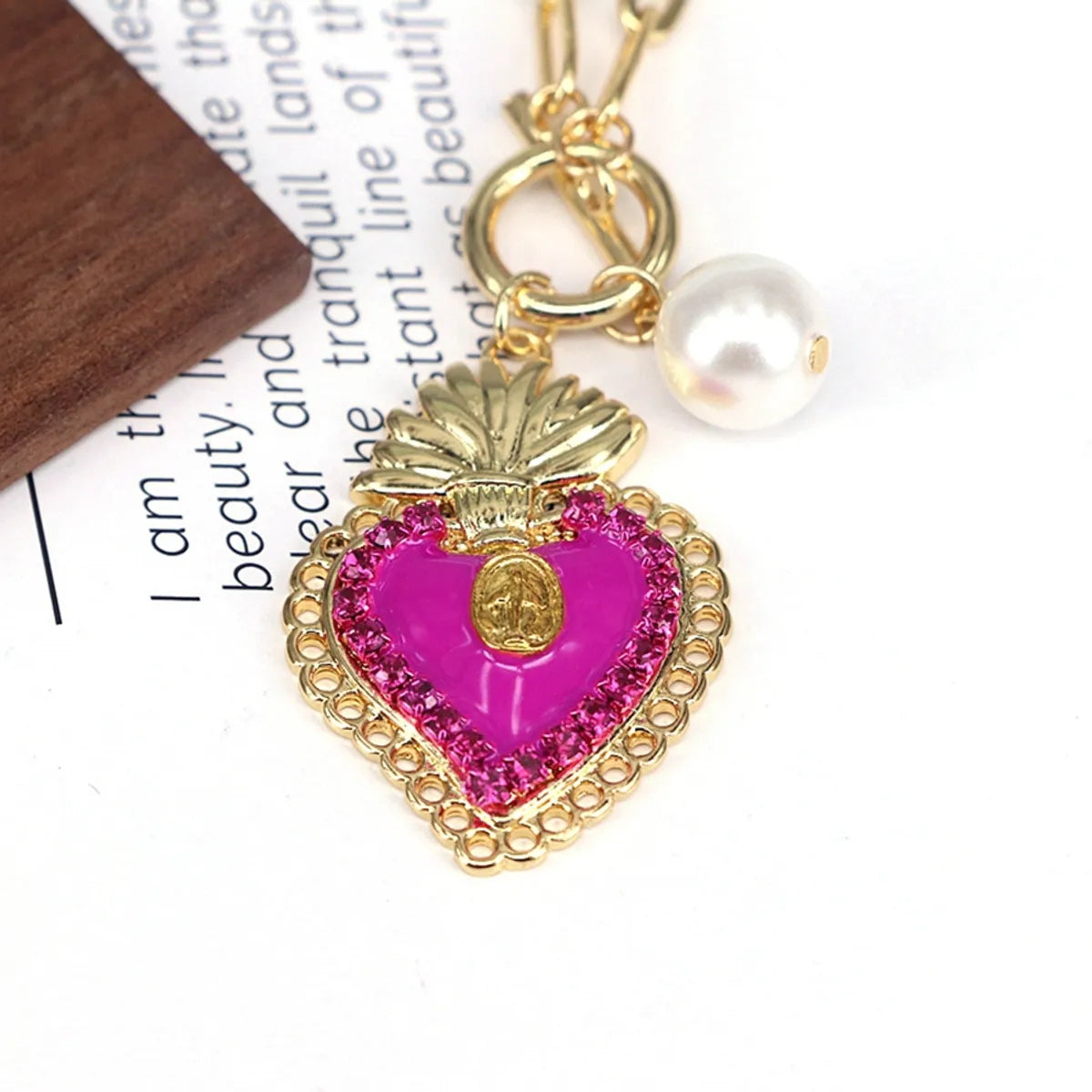 Copper Plating Inlay Heart Shape Zircon Pendant Necklace