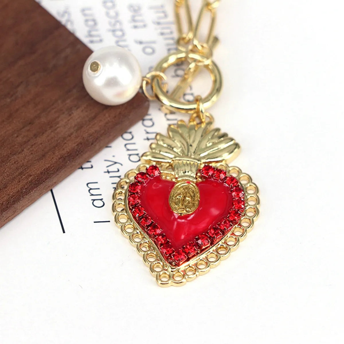 Copper Plating Inlay Heart Shape Zircon Pendant Necklace