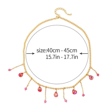 Copper Plating Inlay Irregular Round Water Droplets Artificial Crystal Pendant Necklace