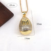 Copper Plating Inlay Letter Water Droplets Zircon Pendant Necklace