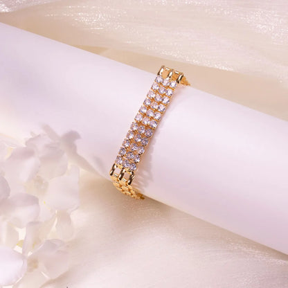 Copper Plating Inlay Square Heart Shape Zircon Bracelets