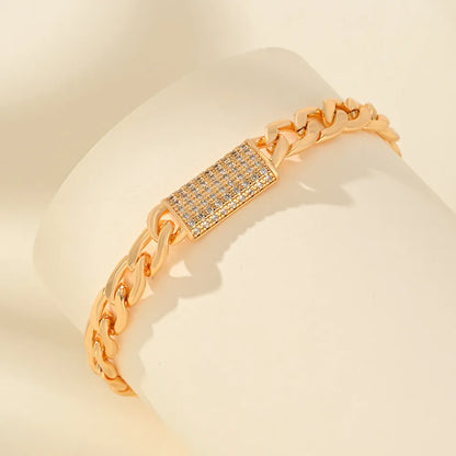 Copper Plating Inlay Square Heart Shape Zircon Bracelets