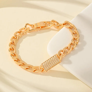 Copper Plating Inlay Square Heart Shape Zircon Bracelets