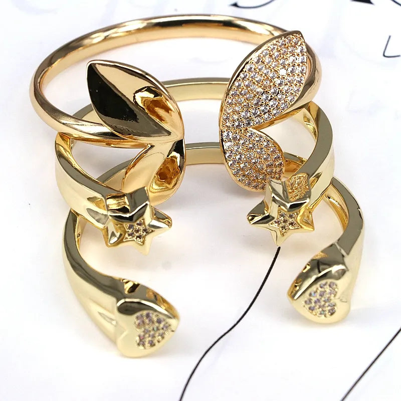 Copper Plating Inlay Star Heart Shape Butterfly Zircon Bangle