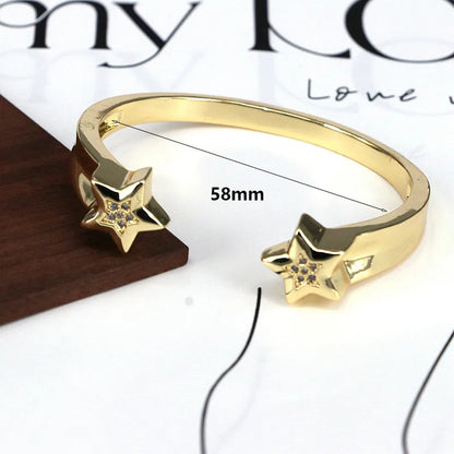 Copper Plating Inlay Star Heart Shape Butterfly Zircon Bangle