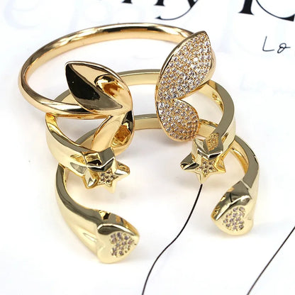 Copper Plating Inlay Star Heart Shape Butterfly Zircon Bangle