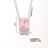 Copper Rectangular Geometric Zircon And Glass Pendant Necklace With Square Cut Colorful Zircon Style