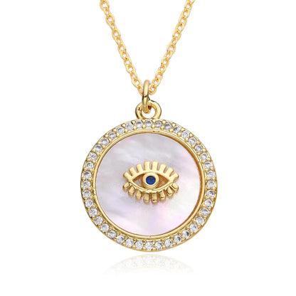 Copper Retro Classic Style Eye Plating Inlay Zircon Pendant Necklace