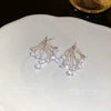 Copper Rhombus Zirconia Tassel Earrings For Women Light Luxury Style