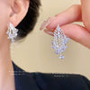 Copper Rhombus Zirconia Tassel Earrings For Women Light Luxury Style