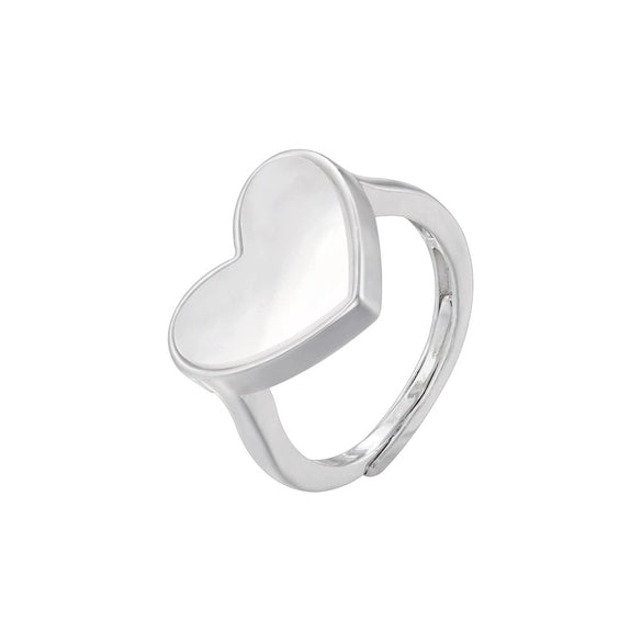 Copper Ring Inlaid With Pearls Geometric Heart Shape Light Luxury Style For Ladies