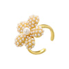 Copper Ring Inlaid With Pearls Geometric Heart Shape Light Luxury Style For Ladies