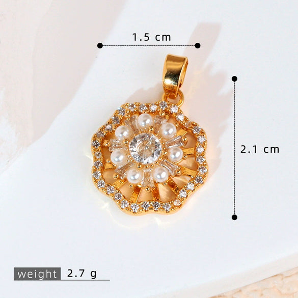 Copper Rotatable Sunflower And Leaf Style Pendant Necklace And Earrings Accessories With Electroplating