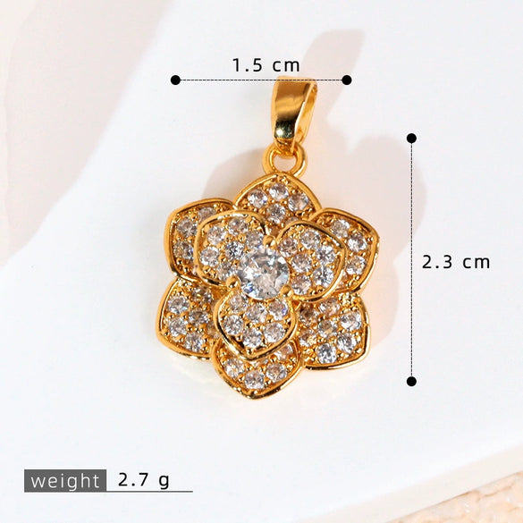 Copper Rotatable Sunflower And Leaf Style Pendant Necklace And Earrings Accessories With Electroplating