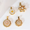 Copper Rotatable Sunflower And Leaf Style Pendant Necklace And Earrings Accessories With Electroplating