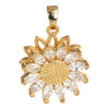Copper Rotatable Sunflower And Leaf Style Pendant Necklace And Earrings Accessories With Electroplating