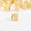 Copper Set Zircon Inlaid Dice Pendant Necklace With Letters Numbers Text Pattern And String Of Pearls Chain