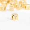 Copper Set Zircon Inlaid Dice Pendant Necklace With Letters Numbers Text Pattern And String Of Pearls Chain