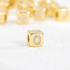 Copper Set Zircon Inlaid Dice Pendant Necklace With Letters Numbers Text Pattern And String Of Pearls Chain