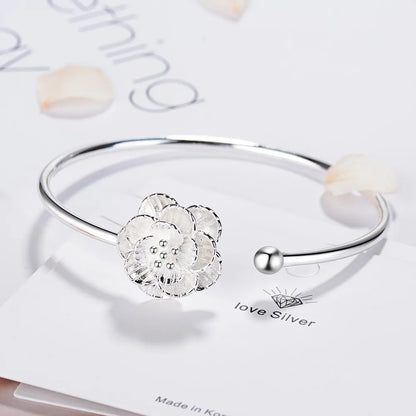 Copper Silver Plated Cute Lady Sweet Plating Flower Bangle