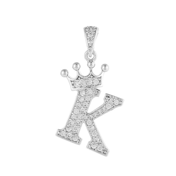 Copper Silver Plated Handmade Diy Pendant Accessories Set With Zircon And Letter Design For Necklace And Bracelet