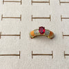 Copper Silver Plated Inlay Round Natural Stone Gem Rings