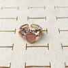 Copper Silver Plated Inlay Round Natural Stone Gem Rings