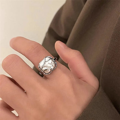 Copper Silver Plated Inlay Round Natural Stone Gem Rings