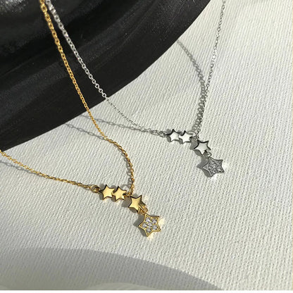 Copper Silver Plated Sweet Simple Style Plating Star Pendant Necklace